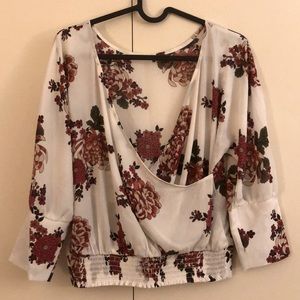 Draped Floral Print Crop Top